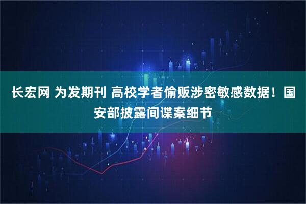 长宏网 为发期刊 高校学者偷贩涉密敏感数据！国安部披露间谍案细节
