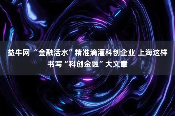 益牛网 “金融活水”精准滴灌科创企业 上海这样书写“科创金融”大文章