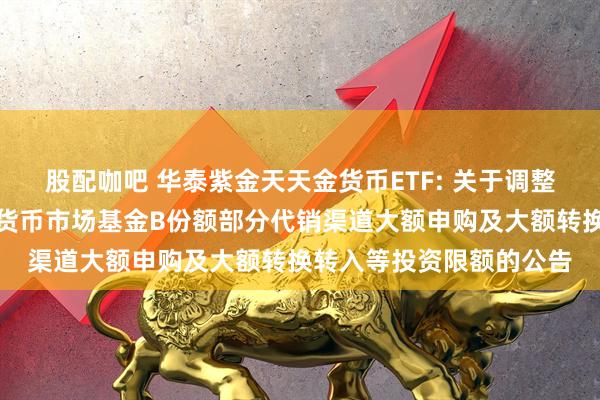 股配咖吧 华泰紫金天天金货币ETF: 关于调整华泰紫金天天金交易型货币市场基金B份额部分代销渠道大额申购及大额转换转入等投资限额的公告