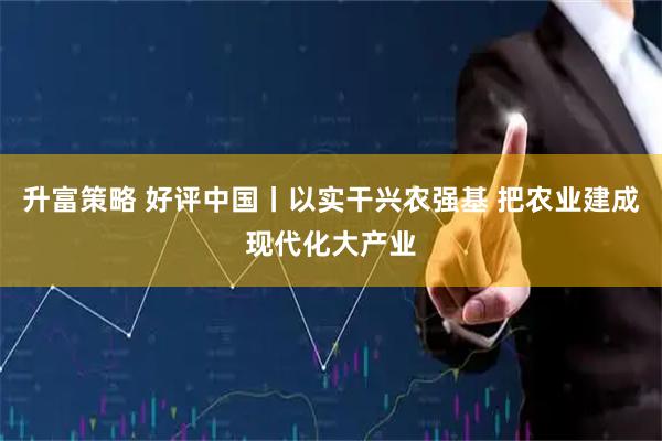 升富策略 好评中国丨以实干兴农强基 把农业建成现代化大产业